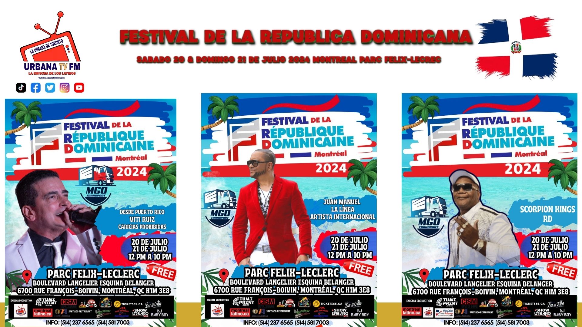 Festival de la Republica Dominicana Sabado 20 & Domingo 21 de Julio 2024 Montreal Parc Felix-Lecrec